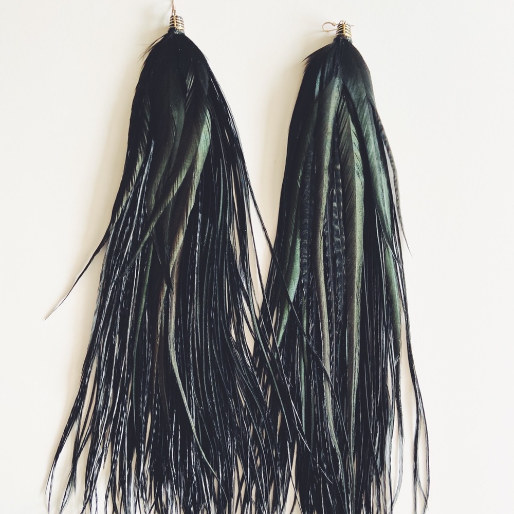 Owlita REAL RARE Dark Prairie Feather Earrings